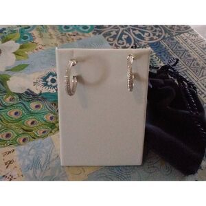 Sparkling New .40 Carat DIAMONIQUE Pave Milgrain Hoop Style Earrings